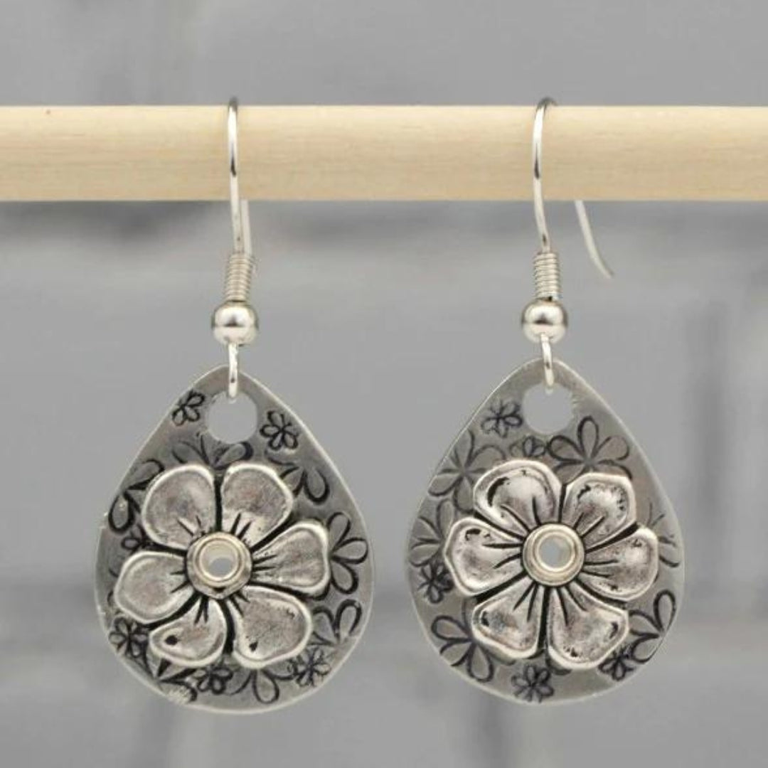 Elegant Silver Boho Earrings with Enchanting Flower Designs