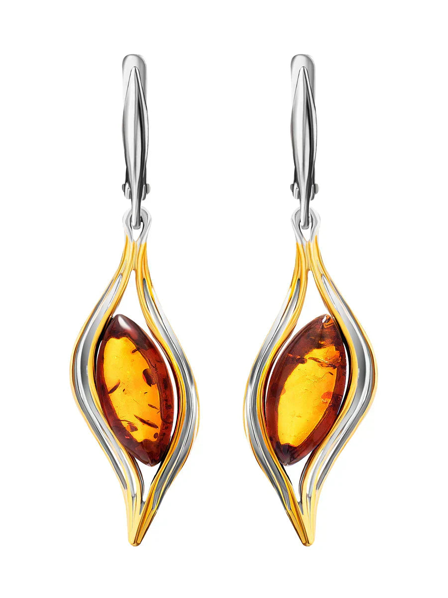 Elegant silver earrings with sparkling fire pendants