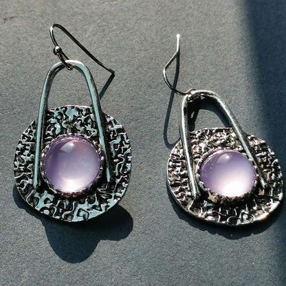 Elegant Boho Earrings with Purple Gemstones made of High-Quality Sterling Silver