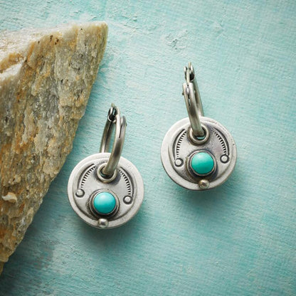 Elegant Boho Earrings with Radiant Turquoise Stones in Fine Silver