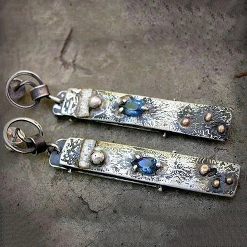 Elegant handmade blue stone earrings