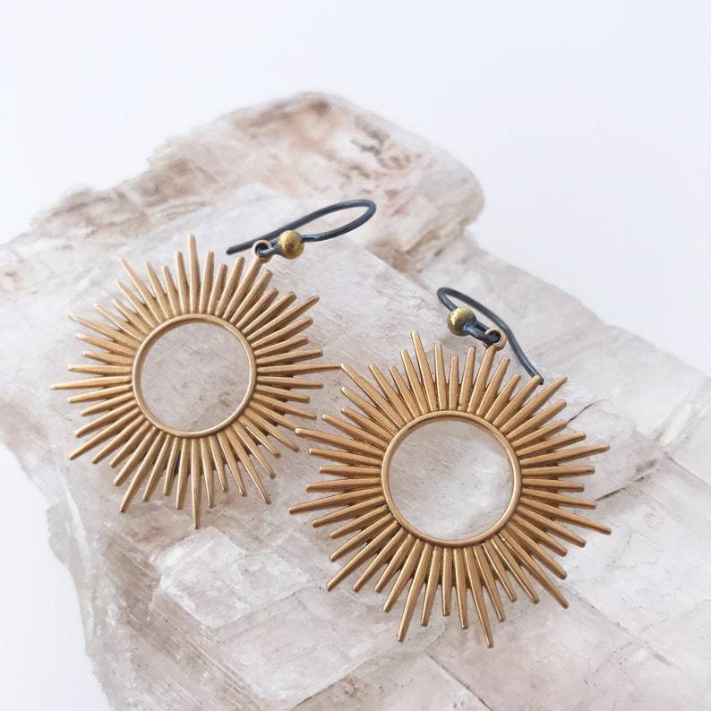 Radiant Boho Silver Earrings with Solar Design