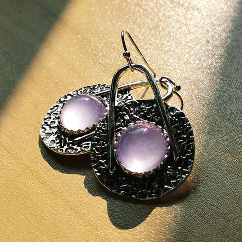 Elegant Boho Earrings with Purple Gemstones made of High-Quality Sterling Silver