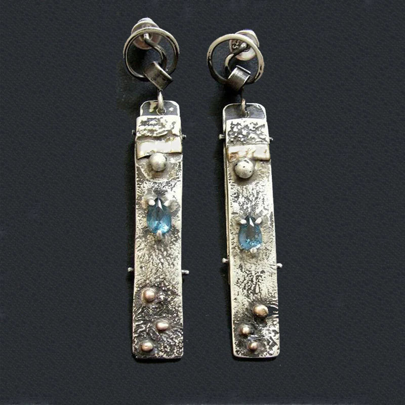 Elegant handmade blue stone earrings