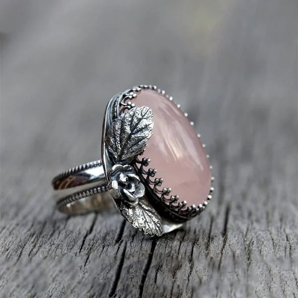 Vintage-Inspired Rose Pink Crystal Ring