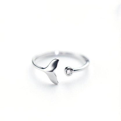 Beautiful dolphin tail ring made of 925 sterling silver with adjustable zirconium dioxide for perfect wearing comfort