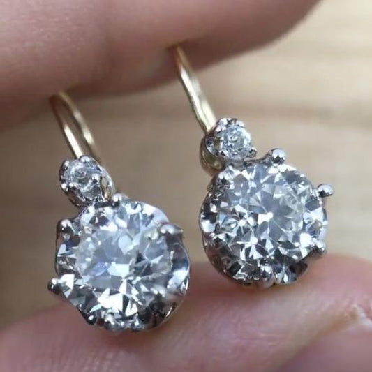 Exquisite Vintage Platinum Zirconia Earrings