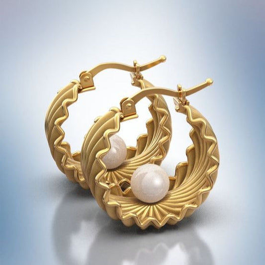 Elegant Vintage Gold Pearl Basket Earrings