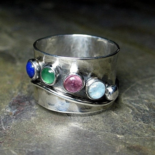 Colorful Crystal Boho Ring for a Sparkling Look
