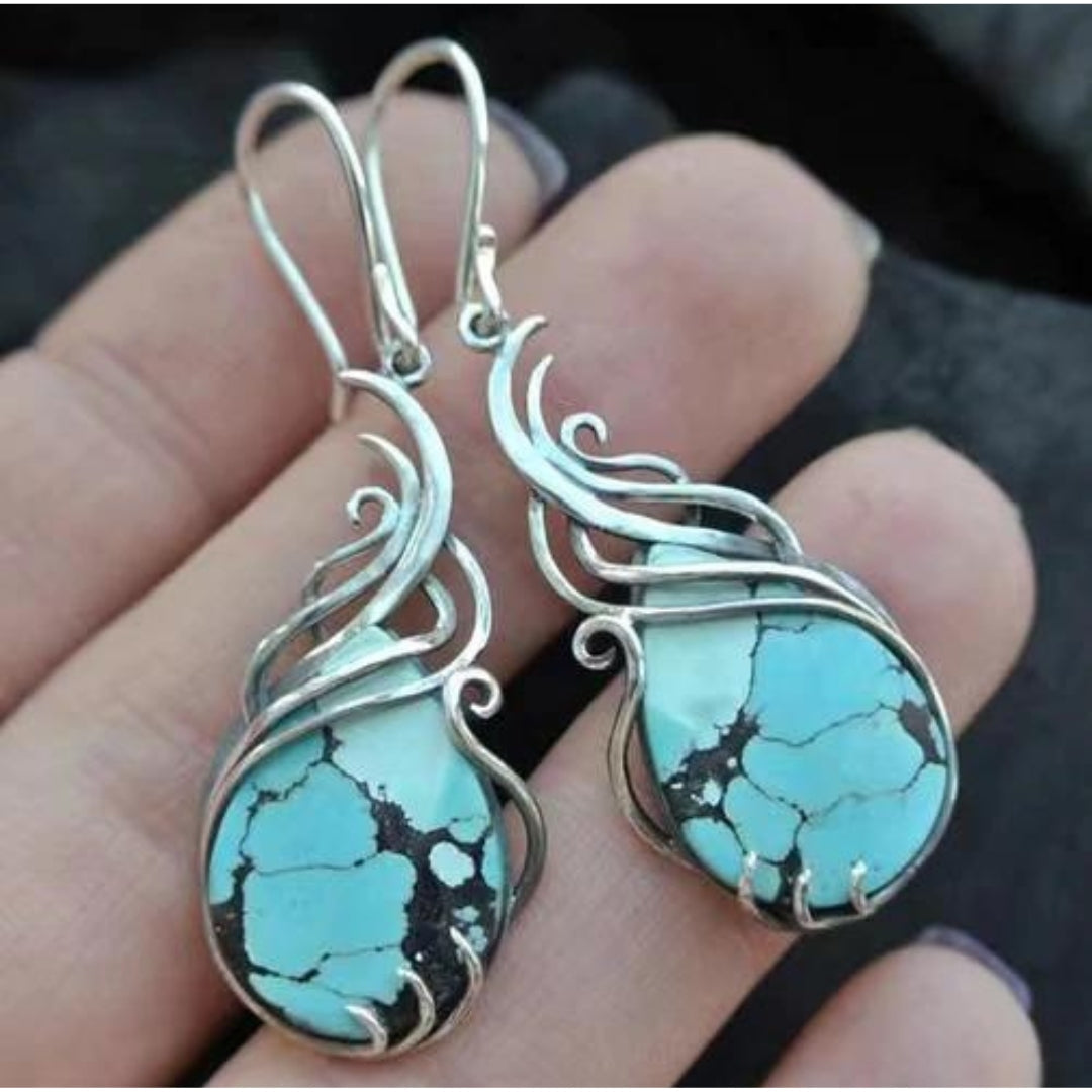 Fascinating Silver Boho Earrings with Opal Accents