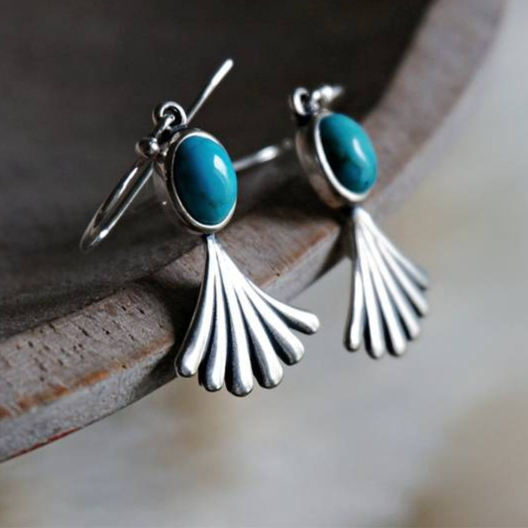 Elegant Boho earrings with radiant blue opal