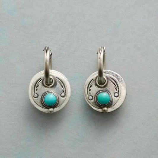 Elegant Boho Earrings with Radiant Turquoise Stones in Fine Silver