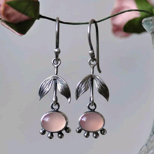 Elegant Boho Quartz Earrings with Silver Pendant