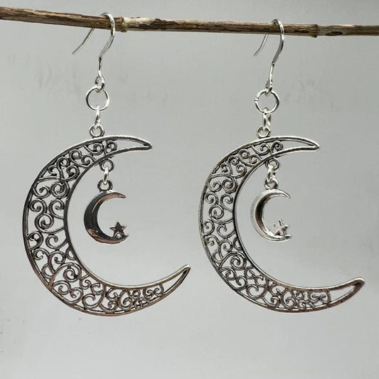 Elegant Silver Moon Earrings