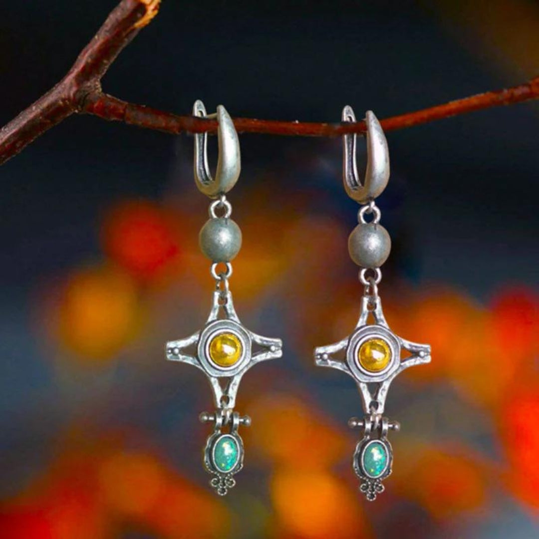 Elegant Silver Earrings with Aura Design