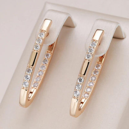 Sparkling gold earrings with exquisite zirconia stones