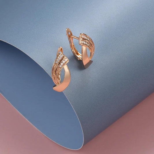 Fascinating rose gold earrings with sparkling zirconia stones