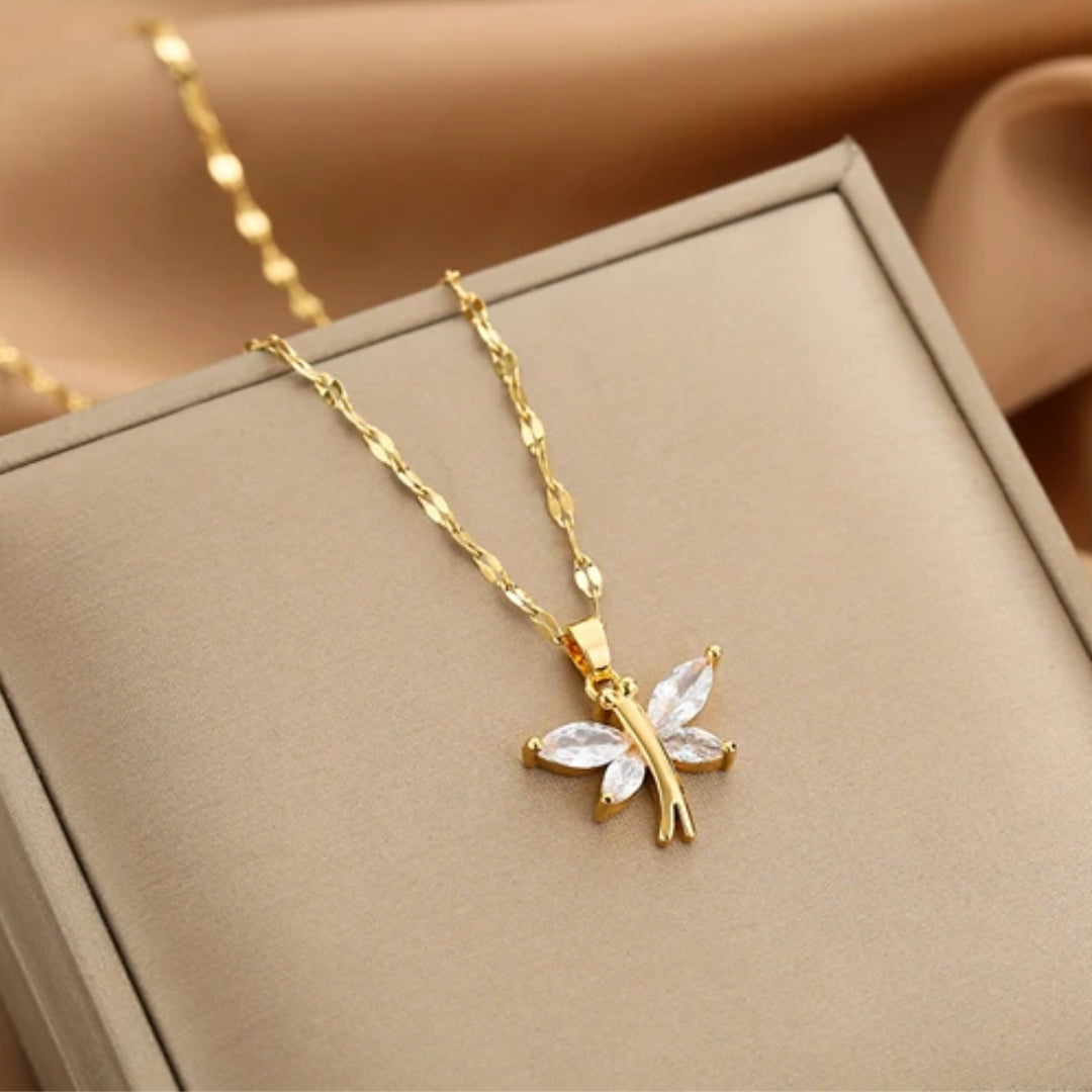 Elegant Gold Necklace with Crystal Design