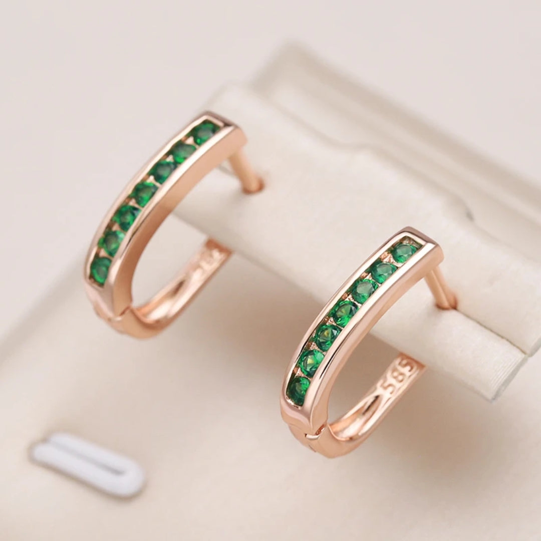 Elegant Emerald and Diamond Earrings in Fine Gold