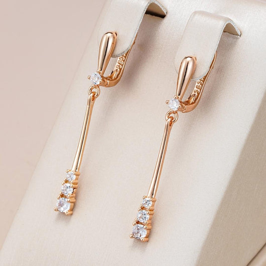 Elegant gold earrings with sparkling zirconia