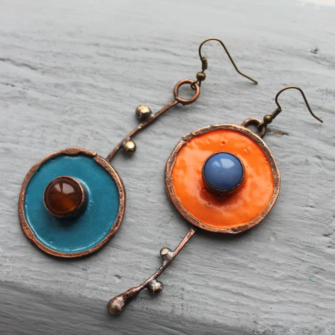 Elegant Vintage Enamel Earrings, Hand-painted with Love