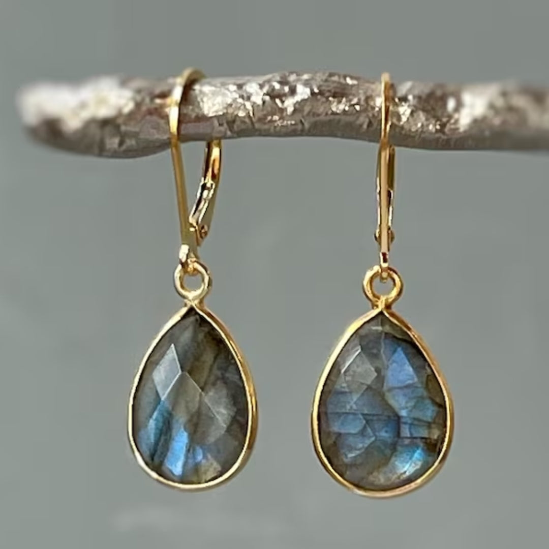 Vintage-Inspired Earrings with Blue Crystal Drops