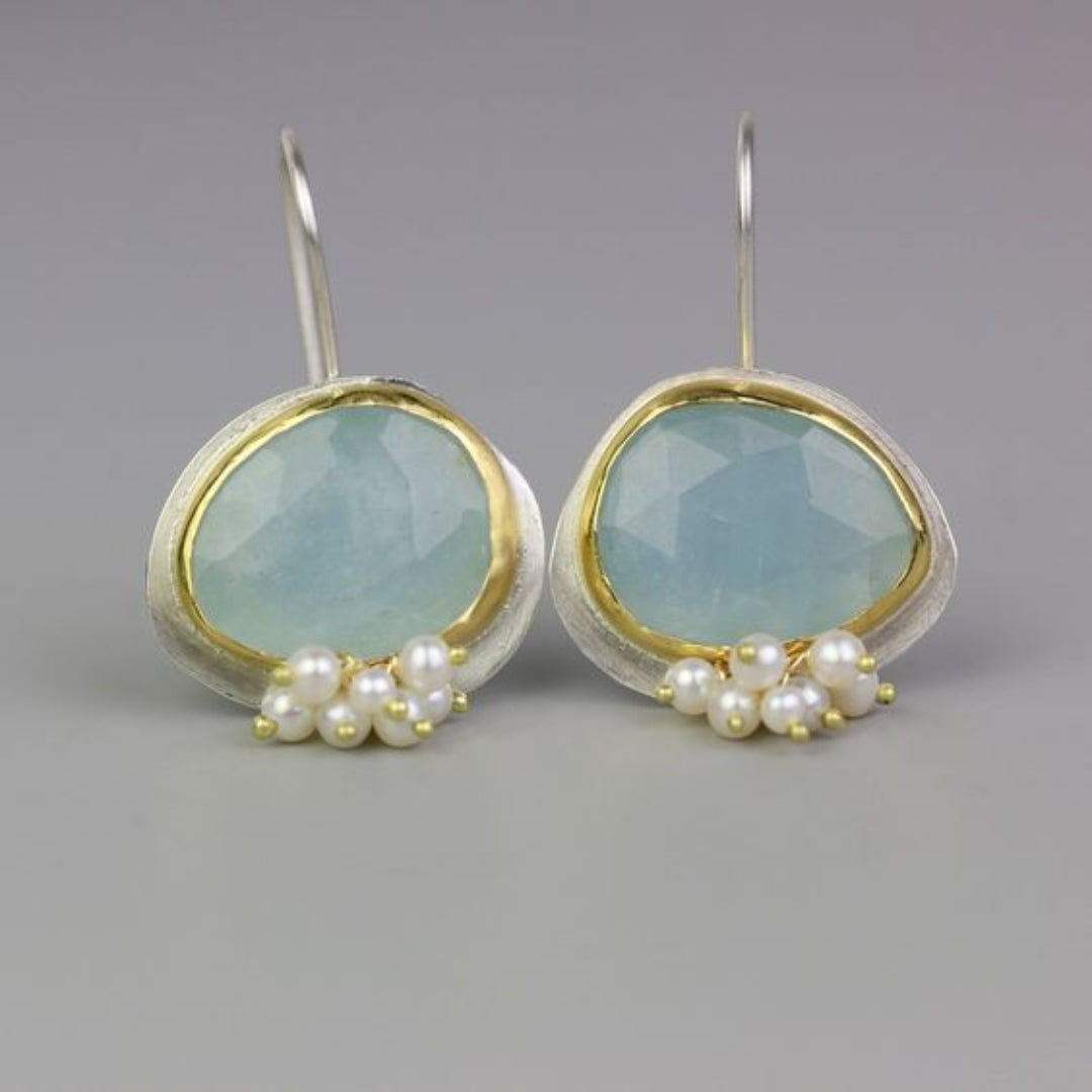 Elegant Vintage Light Blue Stone Earrings for a Touch of Nostalgia