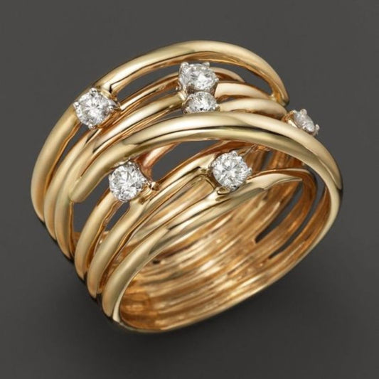 Elegant Vintage Ring with Fine Gold Zirconia Jewelry