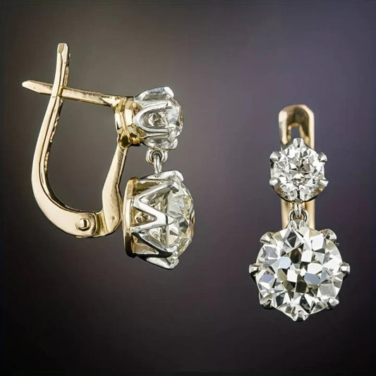 Elegant Vintage Gold Zirconia Stud Earrings