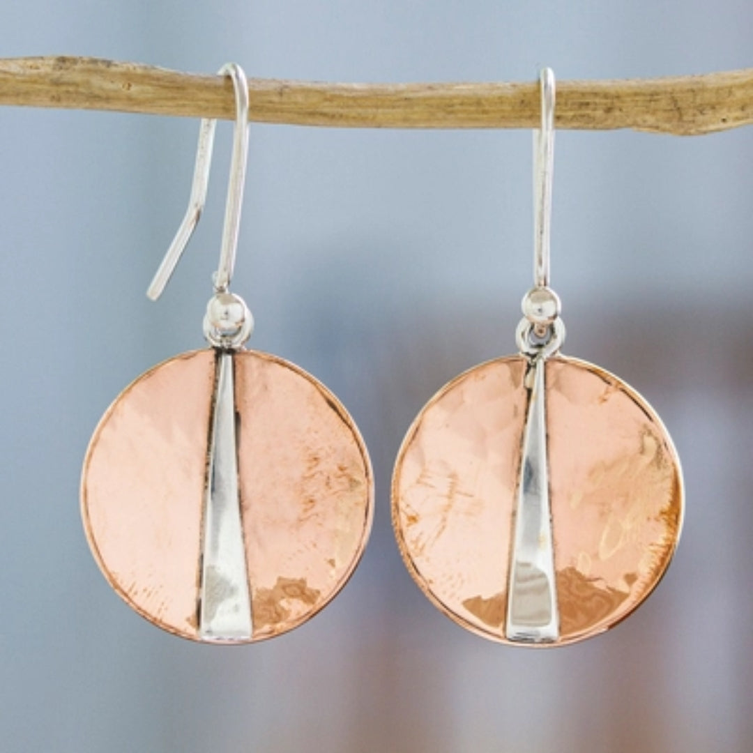 Elegant round earrings made of sterling silver with sparkling vintage rose-cut diamonds