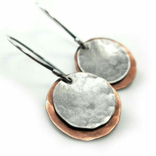 Elegant Vintage Earrings in Silver and Bronze Look