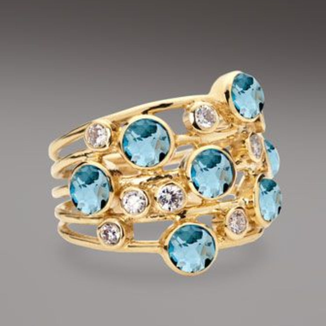 Classic Vintage Ring with Inlaid Zirconia in Elegant Gold Design