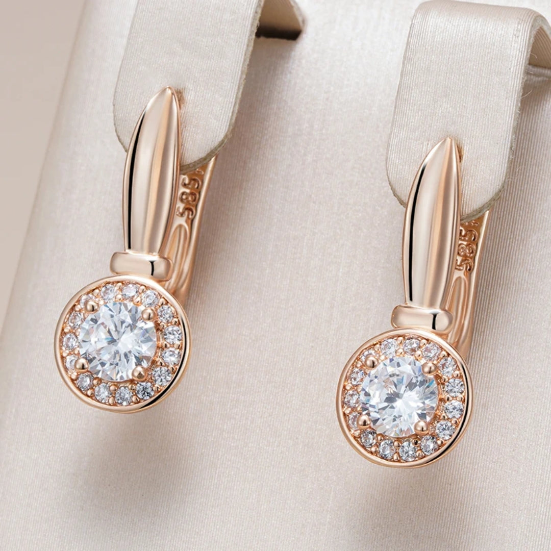 Elegant gold earrings with sparkling round brilliant cut