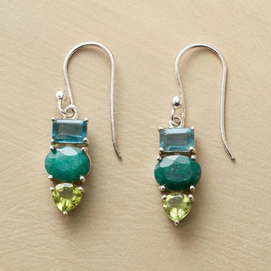 Exquisite Vintage Greenstone Silver Earrings