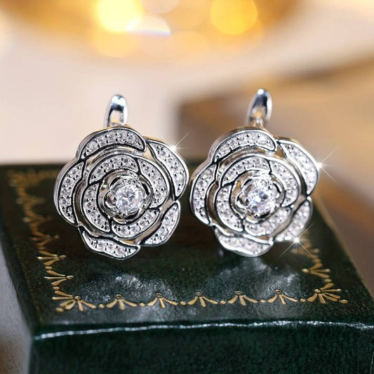 Elegant Sterling Silver Flower Earrings with Shine