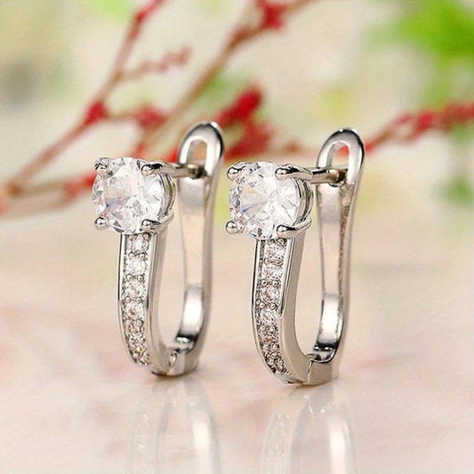 Stylish silver-plated earrings with sparkling zirconia stones