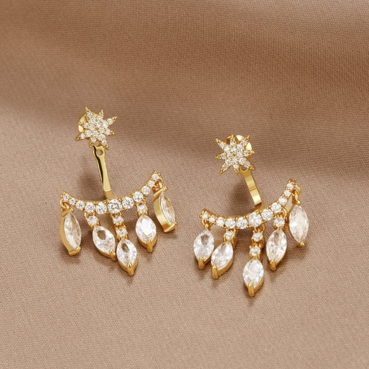 Elegant Golden Crystal Earrings