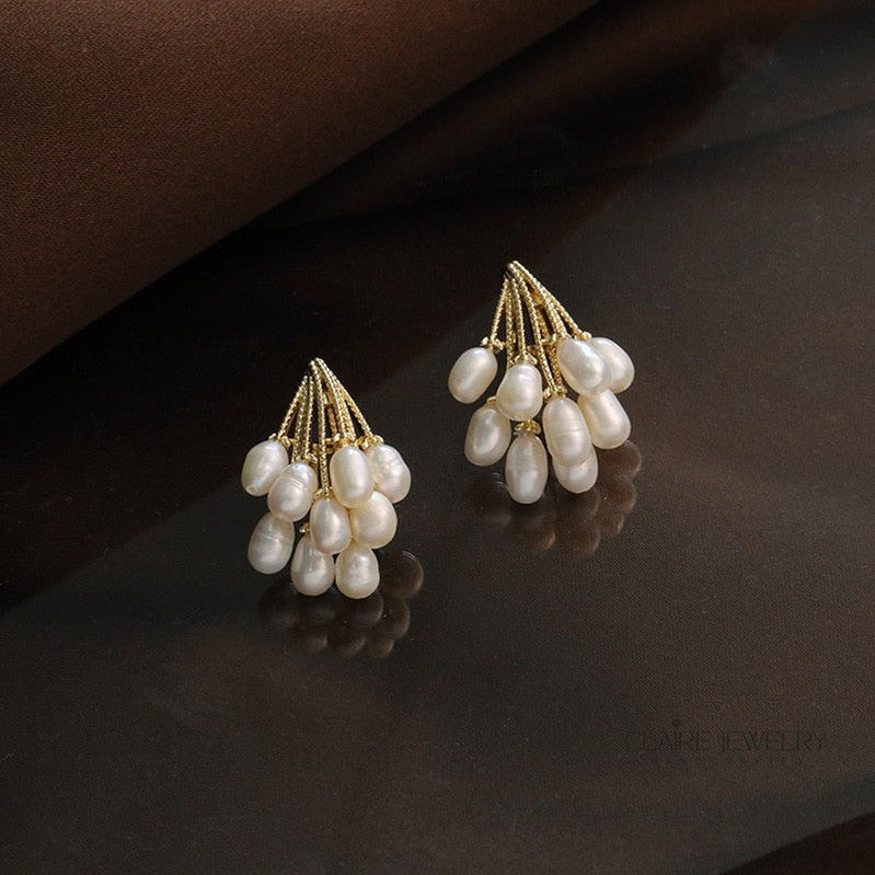 Coral earrings with freshwater pearls