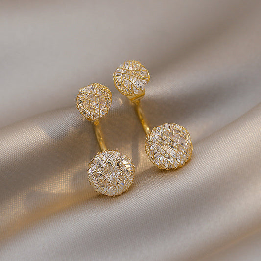 Elegant gold double ball earrings with radiant shine