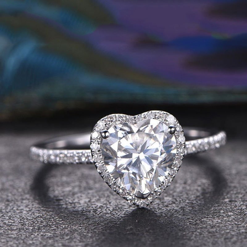 Sparkling Heart Ring with Fine Zirconia Stones