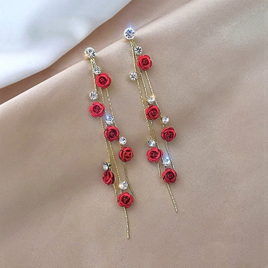 Elegant Rose Cascade Earrings for a Touch of Glamour