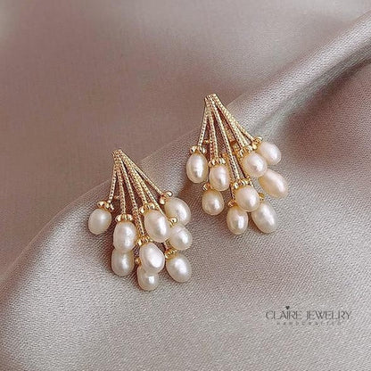 Coral earrings with freshwater pearls