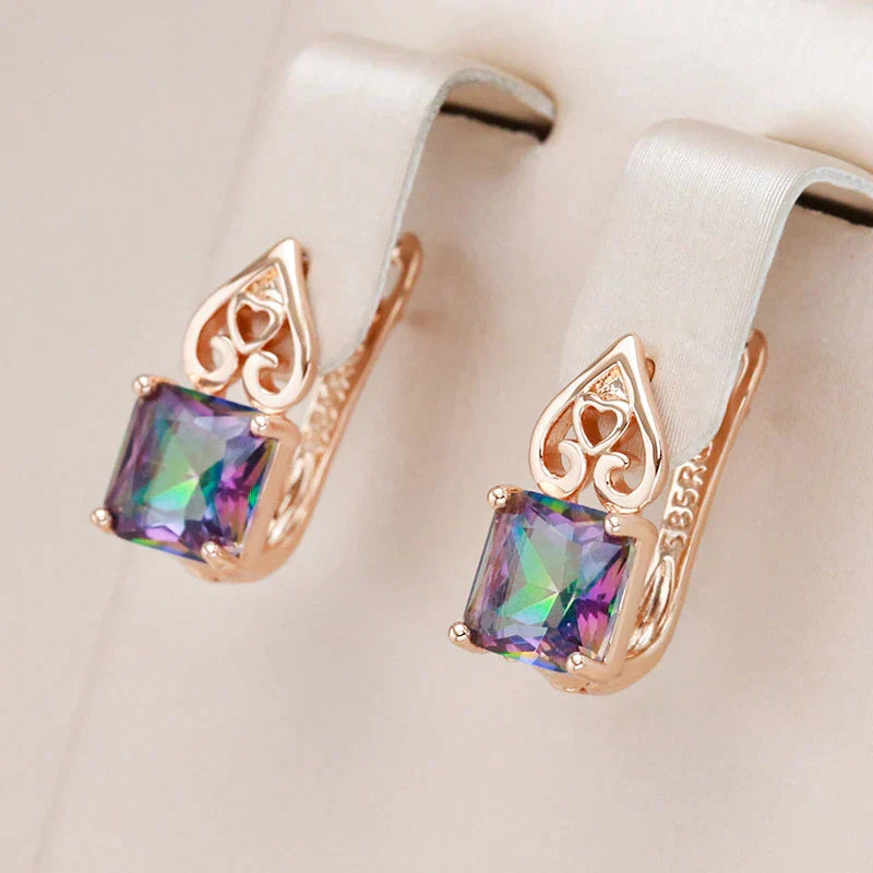 Stylish Multi-Colored Gold Earrings made of Cubic Zirconia