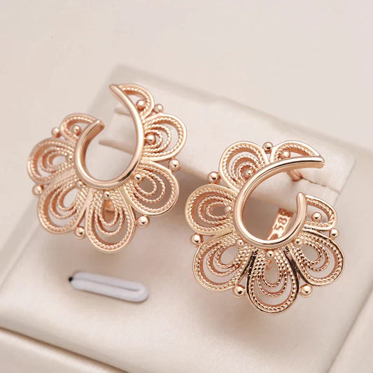 Exquisite Golden Earrings with Flower Design