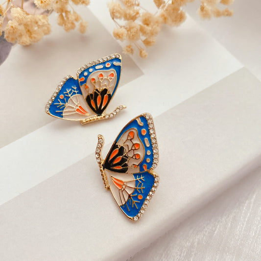 Classic Enamel Butterfly Stud Earrings in Vintage Style