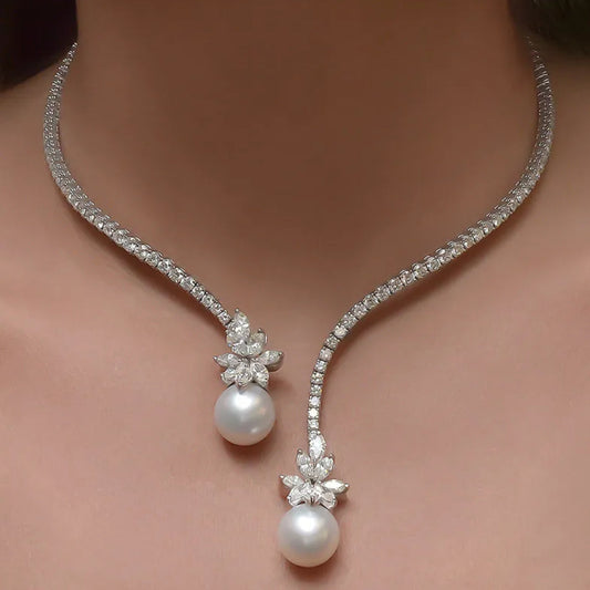 Gleaming Sterling Silver Necklace with Exquisite Pearls – Elegance for Every Occasion!