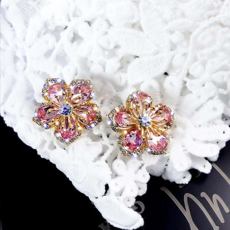 Colorful imaginative zirconia earrings made of fine sterling silver