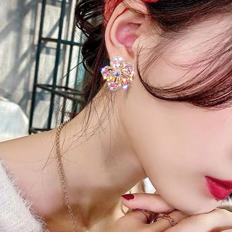 Colorful imaginative zirconia earrings made of fine sterling silver
