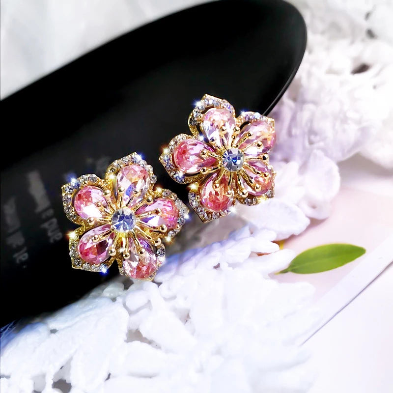 Colorful imaginative zirconia earrings made of fine sterling silver