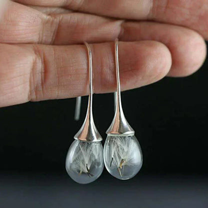 Elegant silver earrings with dandelion pendants